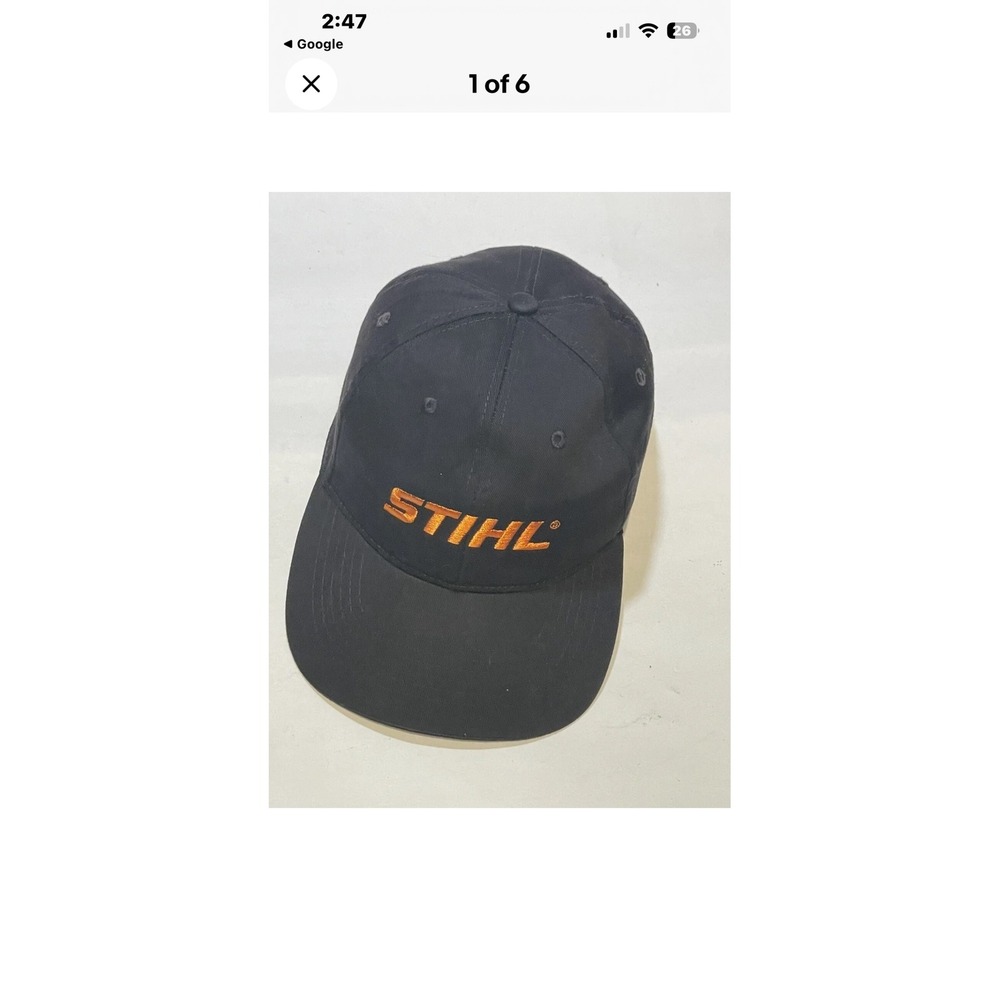 Stihl Outfitters Mens Baseball Cap Hat Black Orange Logo Adjustable‎ Norscot